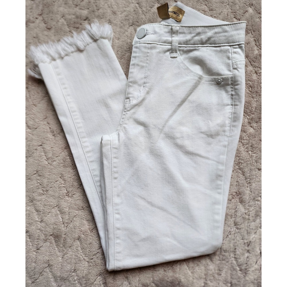Democracy Womens White Frayed Fringe Hem Straight Leg Ankle Jeans Size 2